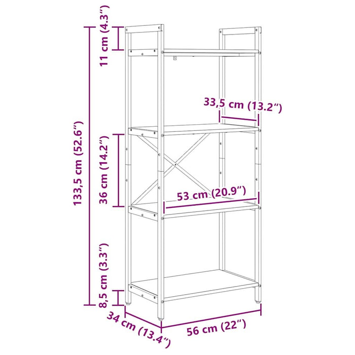Raft pentru cărți Stejar Artizanal 56 x 34 x 133,5 cm - WALTI WALTI