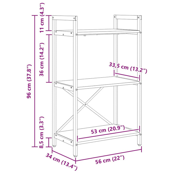 Raft pentru cărți Stejar Sonoma 56 x 34 x 96 cm Lemn compozit - WALTI WALTI