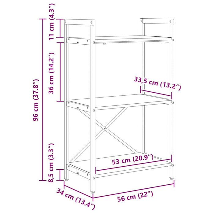 Raft pentru cărți Lemn Vechi 56 x 34 x 96 cm Lemn compozit - WALTI WALTI