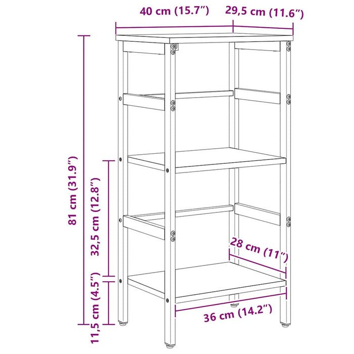 Raft pentru cărți Stejar Artizanal 40 x 29,5 x 81 cm - WALTI WALTI
