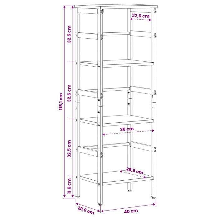 Raft pentru cărți Gri Sonoma 40 x 29,5 x 115 cm Lemn compozit - WALTI WALTI