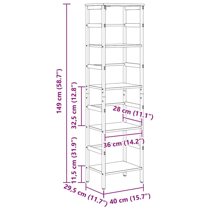 Raft pentru cărți Stejar fumuriu 40 x 29,5 x 149 cm - WALTI WALTI
