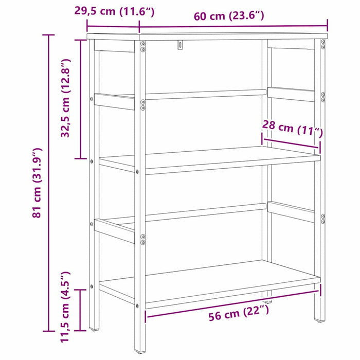 Raft pentru cărți Stejar fumuriu 60 x 29,5 x 81 cm - WALTI WALTI