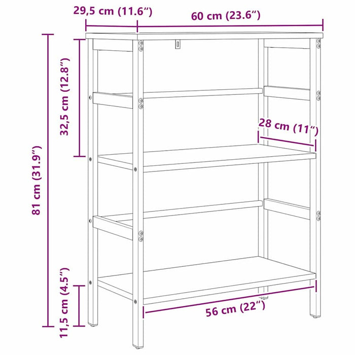 Raft pentru cărți Gri Sonoma 60 x 29,5 x 81 cm Lemn compozit - WALTI WALTI