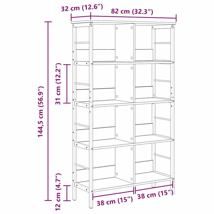 Raft pentru cărți Stejar fumuriu 82 x 32 x 144,5 cm - WALTI WALTI
