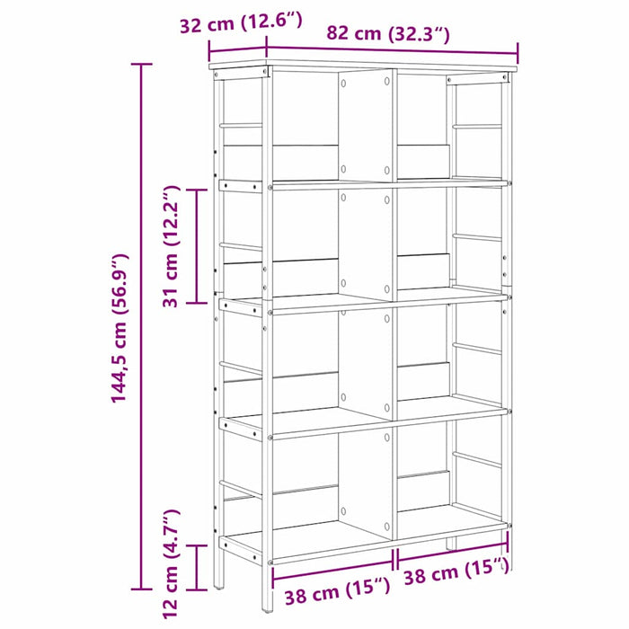 Raft pentru cărți Gri Sonoma 82 x 32 x 144,5 cm Lemn compozit - WALTI WALTI