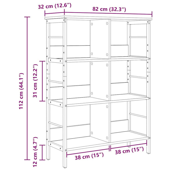 Raft pentru cărți Gri Sonoma 82 x 32 x 112 cm Lemn compozit - WALTI WALTI