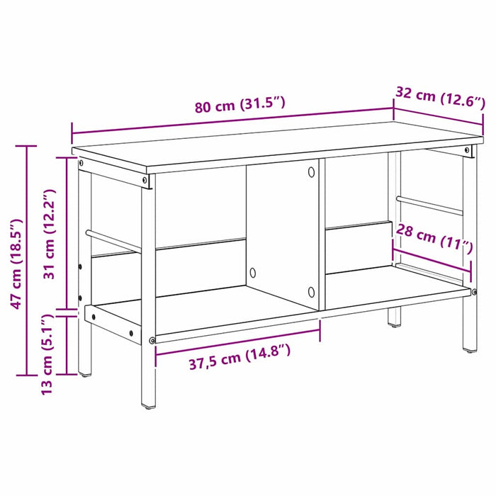 Raft pentru cărți Gri Sonoma 82 x 32 x 47 cm Lemn compozit - WALTI WALTI