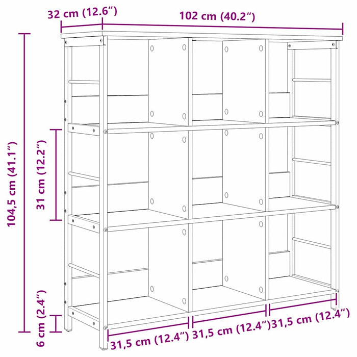 Raft pentru cărți Stejar Artizanal 102 x 32 x 104,5 cm - WALTI WALTI