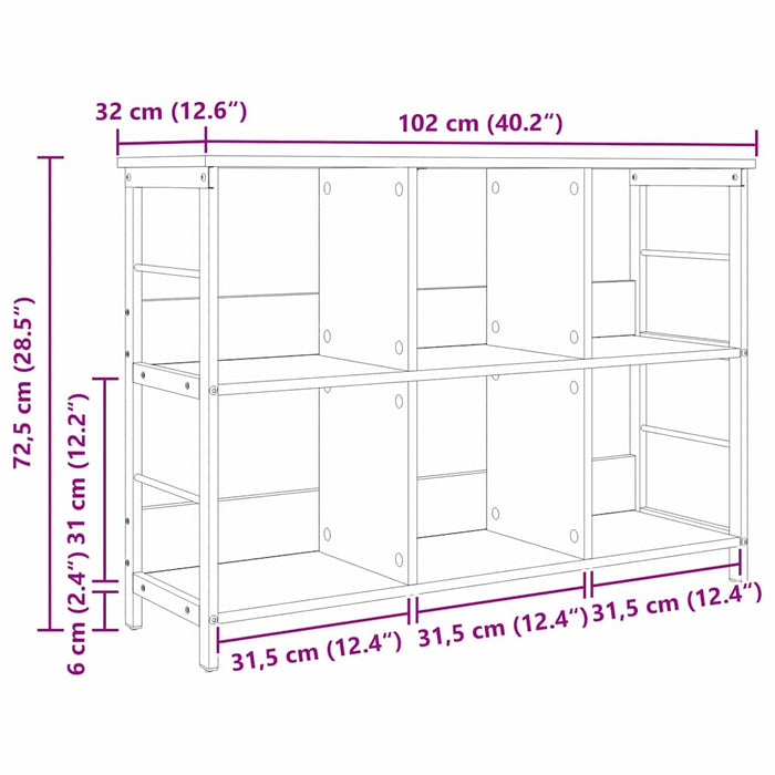 Raft pentru cărți Gri Sonoma 102 x 32 x 72,5 cm Lemn compozit - WALTI WALTI