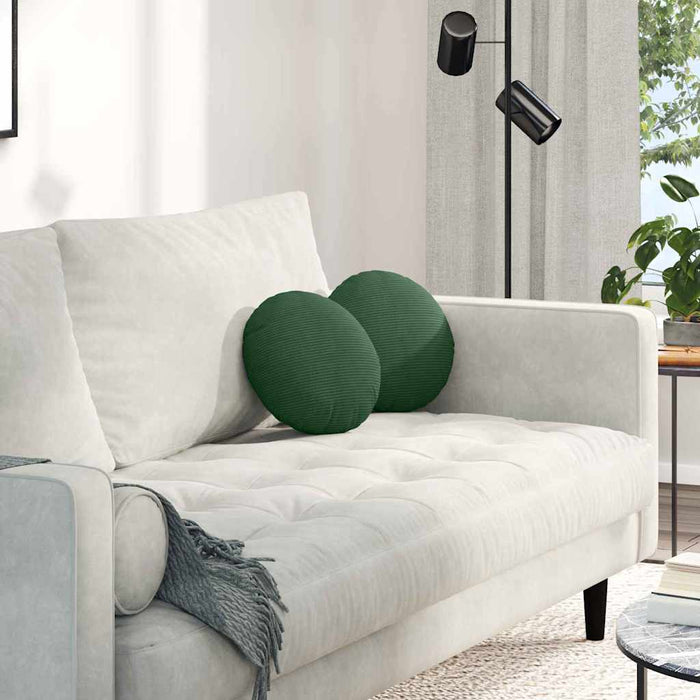 Perne de Șezut 2 pcs Verde închis Ø 30 cm Țesătură din corduroy - WALTI WALTI