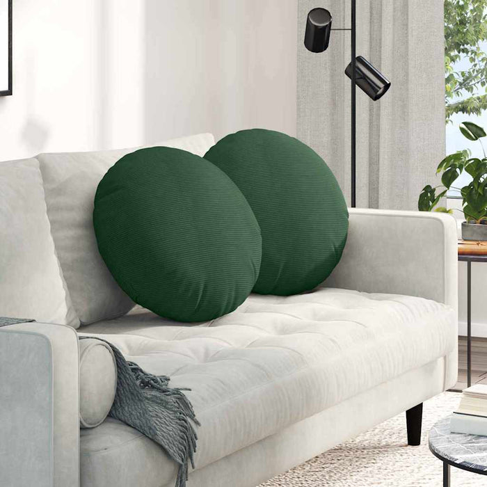 Perne de Șezut 2 pcs Verde închis Ø 50 cm Țesătură din corduroy - WALTI WALTI