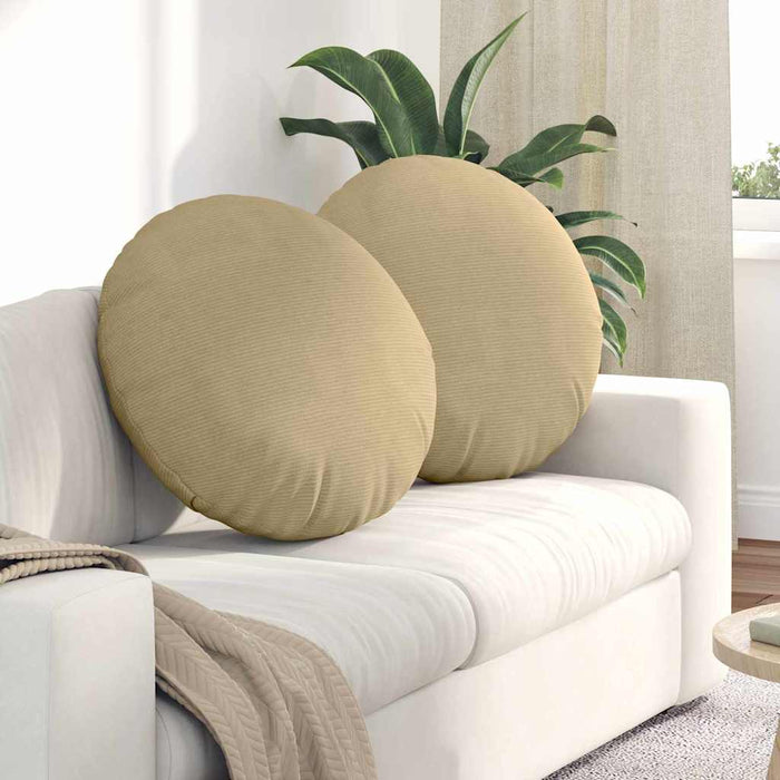 Perne de Șezut 2 pcs Gri Verde Ø 60 cm Țesătură din corduroy - WALTI WALTI