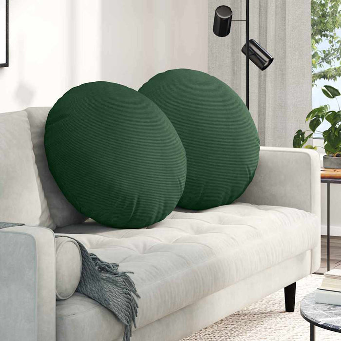 Perne de Șezut 2 pcs Verde închis Ø 60 cm Țesătură din corduroy - WALTI WALTI