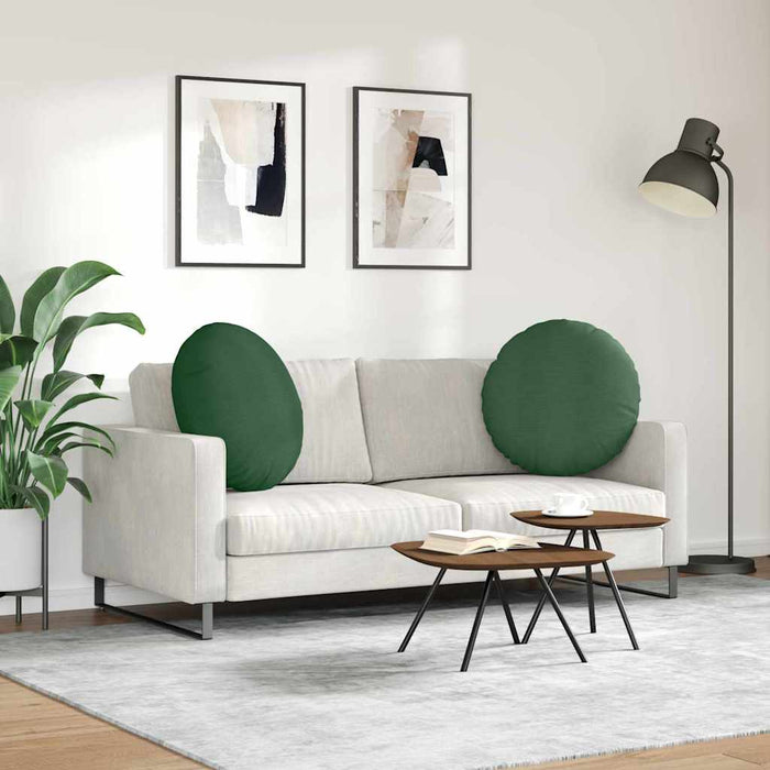 Perne de Șezut 2 pcs Verde închis Ø 80 cm Țesătură din corduroy - WALTI WALTI