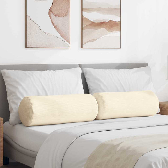 Perne Bolster 2 pcs Crem Ø 25 x 70 cm Țesătură din corduroy - WALTI WALTI