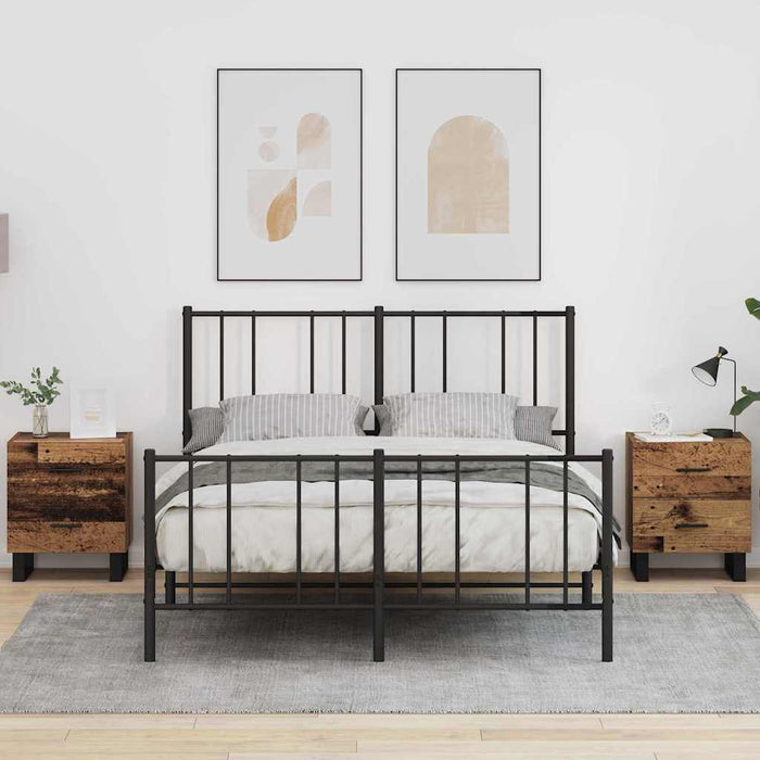 Dulap de noapte 2 pcs Lemn vechi și negru 40 x 35 x 47,5 cm - WALTI WALTI