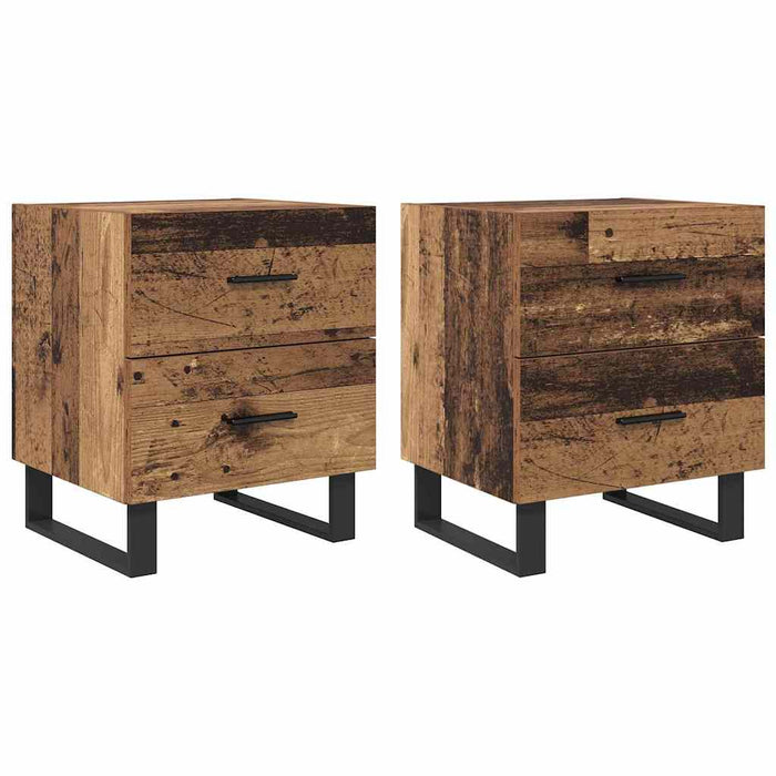 Dulap de noapte 2 pcs Lemn vechi și negru 40 x 35 x 47,5 cm - WALTI WALTI