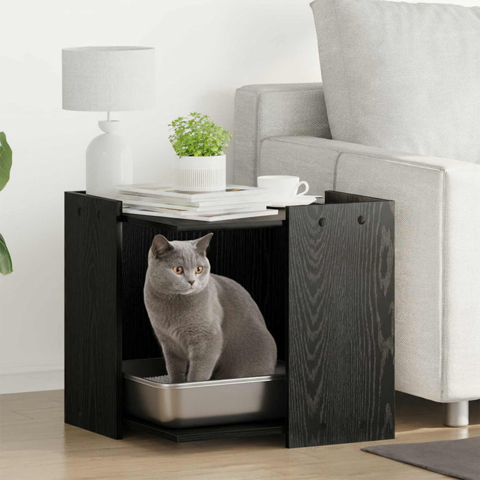Cutie pentru litiera pisici Stejar negru 53 x 53 x 51 cm - WALTI WALTI
