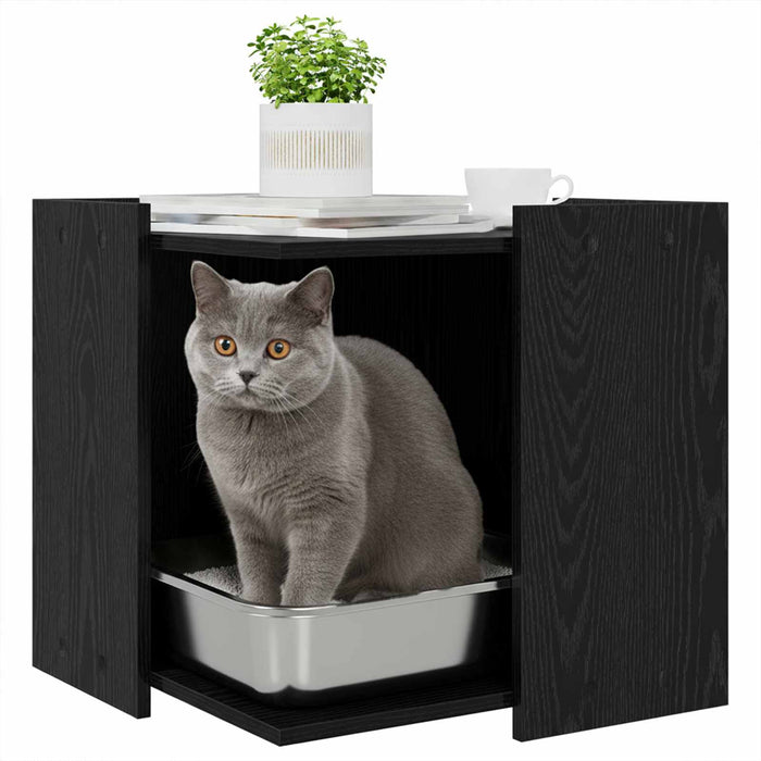 Cutie pentru litiera pisici Stejar negru 53 x 53 x 51 cm - WALTI WALTI