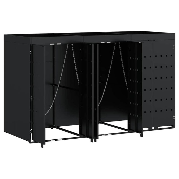 Depozitare pentru 3 pubele Wheelie Negru 204 x 77,5 x 121,5 cm - WALTI WALTI