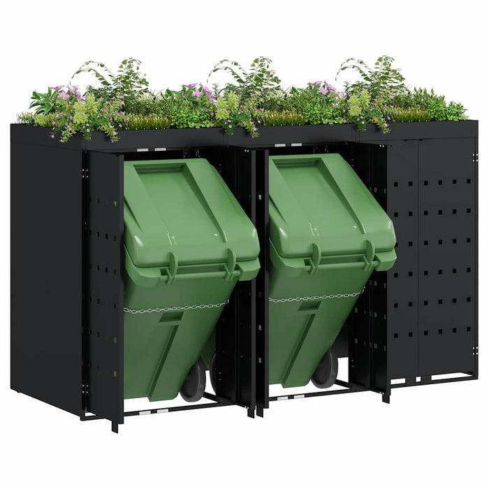 Depozitare pentru 3 pubele Wheelie Negru 204 x 77,5 x 121,5 cm - WALTI WALTI