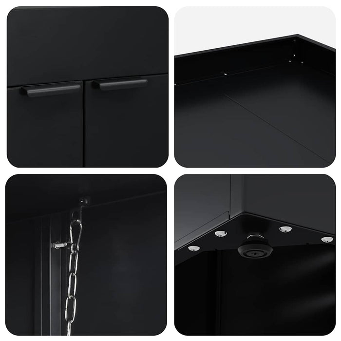 Depozitare pentru 4 pubele Wheelie Negru 272 x 77,5 x 121,5 cm - WALTI WALTI
