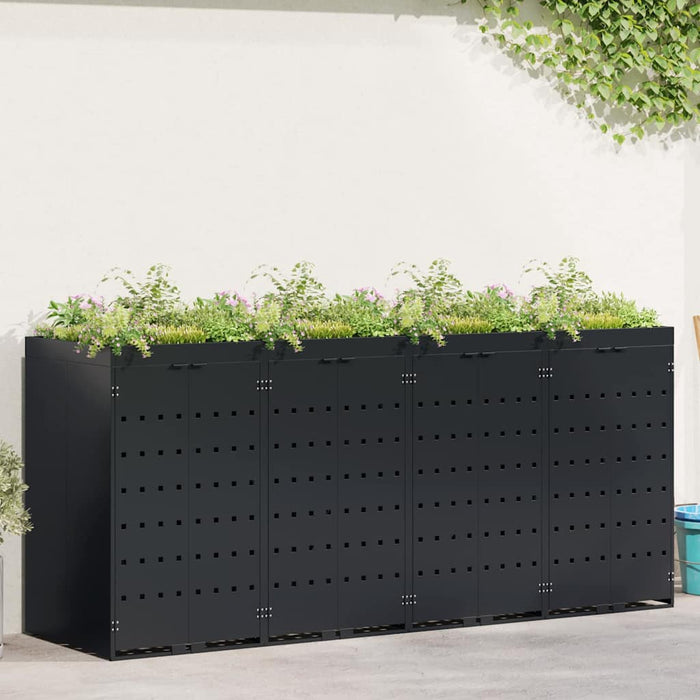 Depozitare pentru 4 pubele Wheelie Negru 272 x 77,5 x 121,5 cm - WALTI WALTI