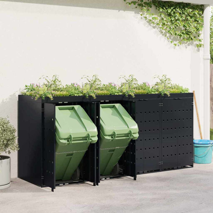 Depozitare pentru 4 pubele Wheelie Negru 272 x 77,5 x 121,5 cm - WALTI WALTI