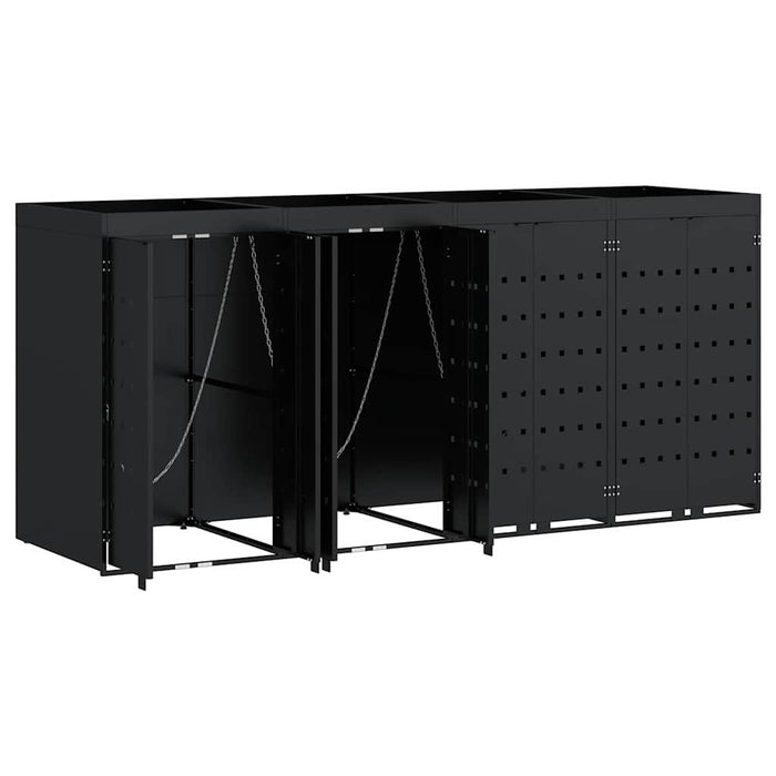 Depozitare pentru 4 pubele Wheelie Negru 272 x 77,5 x 121,5 cm - WALTI WALTI