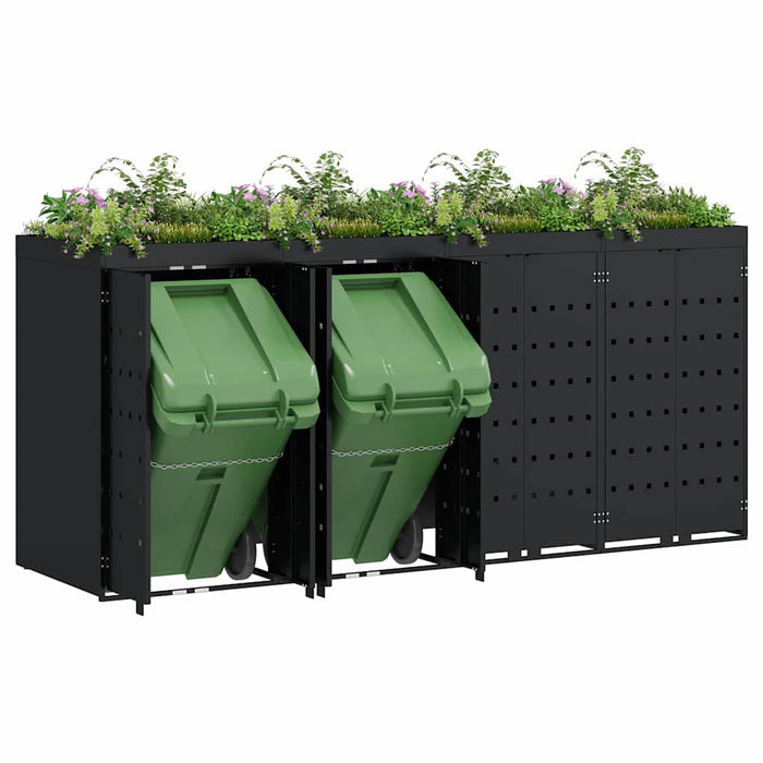 Depozitare pentru 4 pubele Wheelie Negru 272 x 77,5 x 121,5 cm - WALTI WALTI
