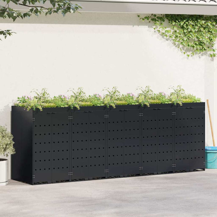 Depozitare pentru 5 pubele Wheelie Negru 340 x 77,5 x 121,5 cm - WALTI WALTI