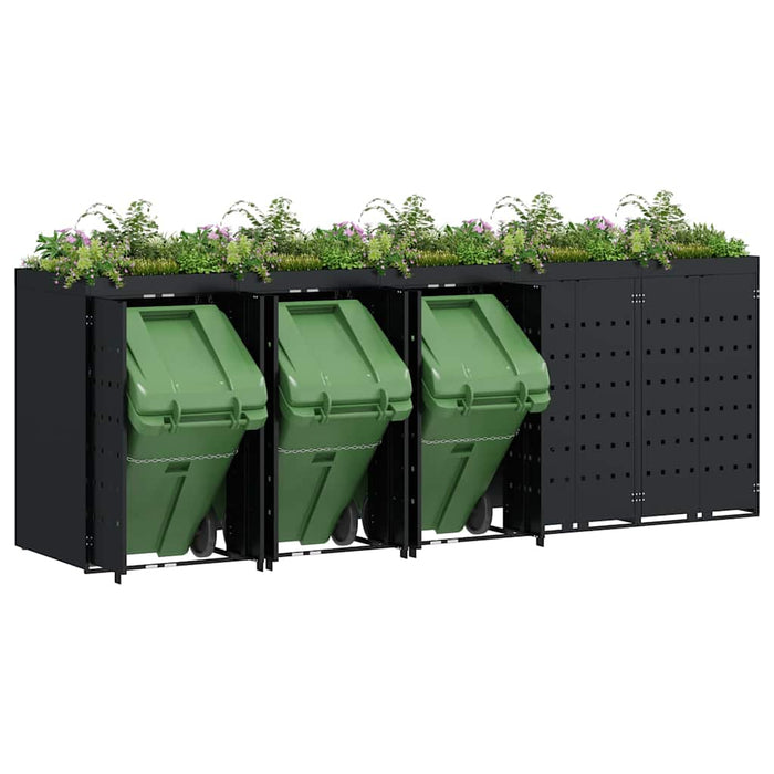 Depozitare pentru 5 pubele Wheelie Negru 340 x 77,5 x 121,5 cm - WALTI WALTI