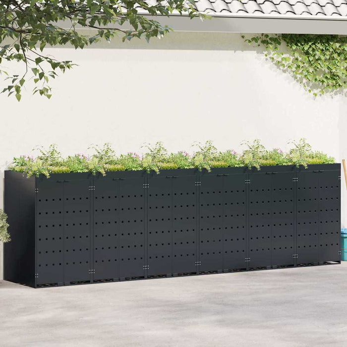 Depozitare pentru 6 pubele Wheelie Negru 408 x 77,5 x 121,5 cm - WALTI WALTI