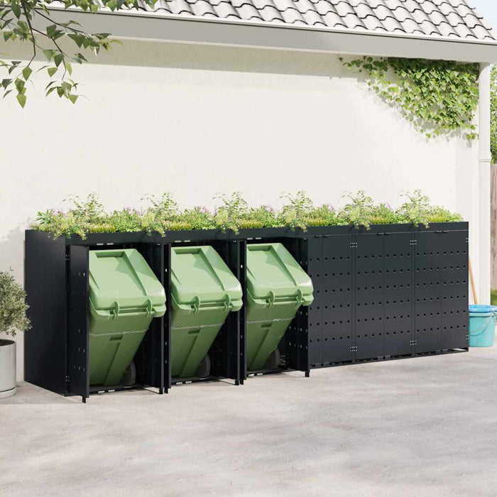 Depozitare pentru 6 pubele Wheelie Negru 408 x 77,5 x 121,5 cm - WALTI WALTI