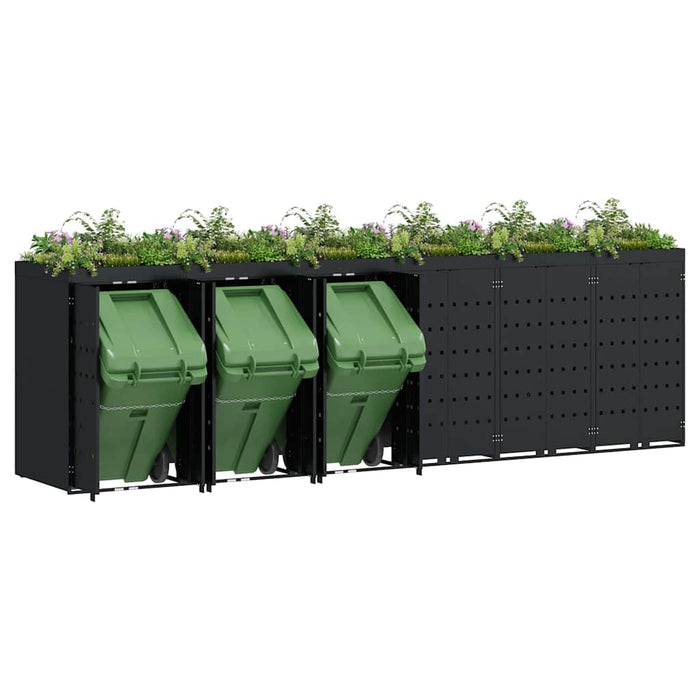 Depozitare pentru 6 pubele Wheelie Negru 408 x 77,5 x 121,5 cm - WALTI WALTI