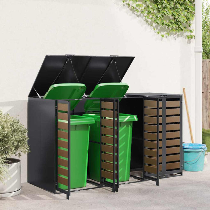 Depozitare pentru 3 pubele Wheelie 340 x 77.5 x 115.5 cm Oțel - WALTI WALTI