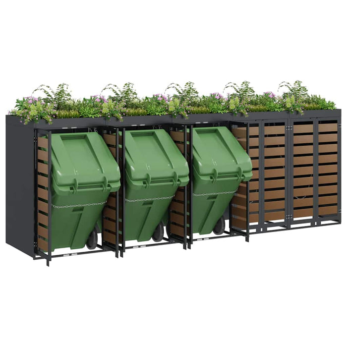 Depozitare pentru 3 pubele Wheelie 340 x 77.5 x 115.5 cm Oțel - WALTI WALTI