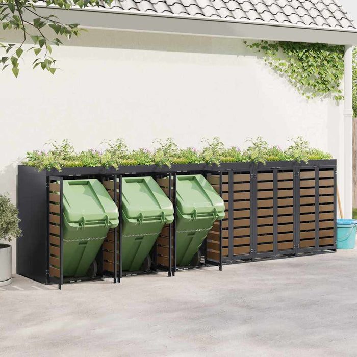 Depozitare pentru 3 pubele Wheelie 340 x 77.5 x 115.5 cm Oțel - WALTI WALTI