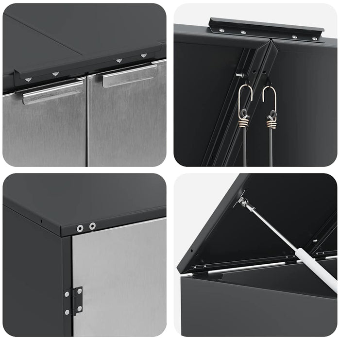 Depozitare pentru 3 pubele Wheelie 340 x 77.5 x 115.5 cm Oțel - WALTI WALTI