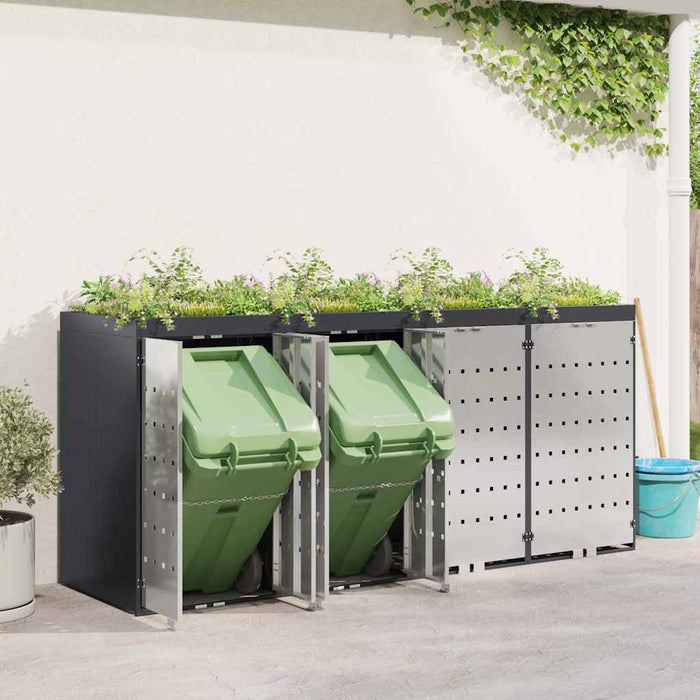 Depozitare pentru 3 pubele Wheelie 340 x 77.5 x 115.5 cm Oțel - WALTI WALTI
