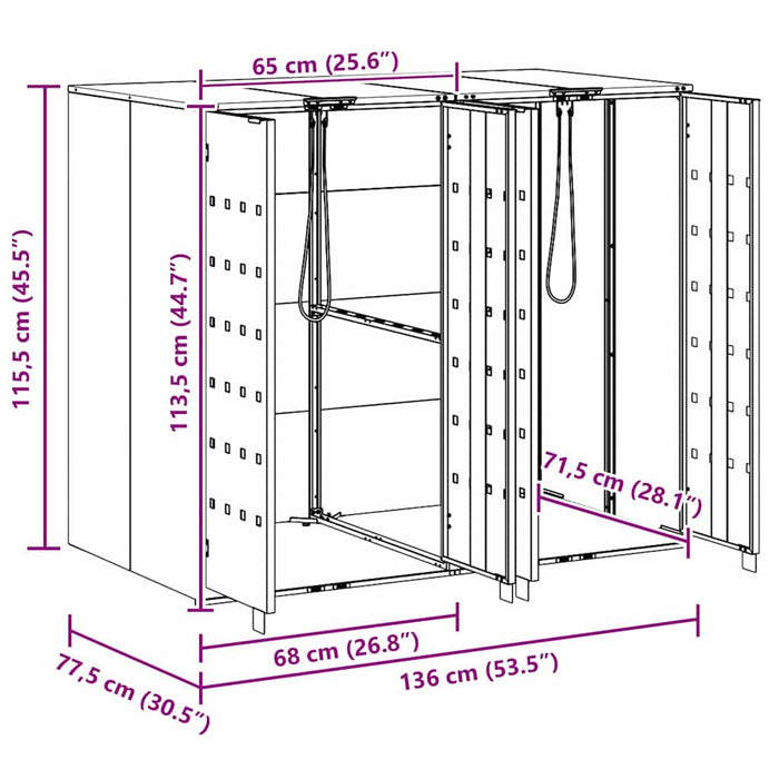 Depozitare pentru 3 pubele Wheelie 340 x 77.5 x 115.5 cm - WALTI WALTI