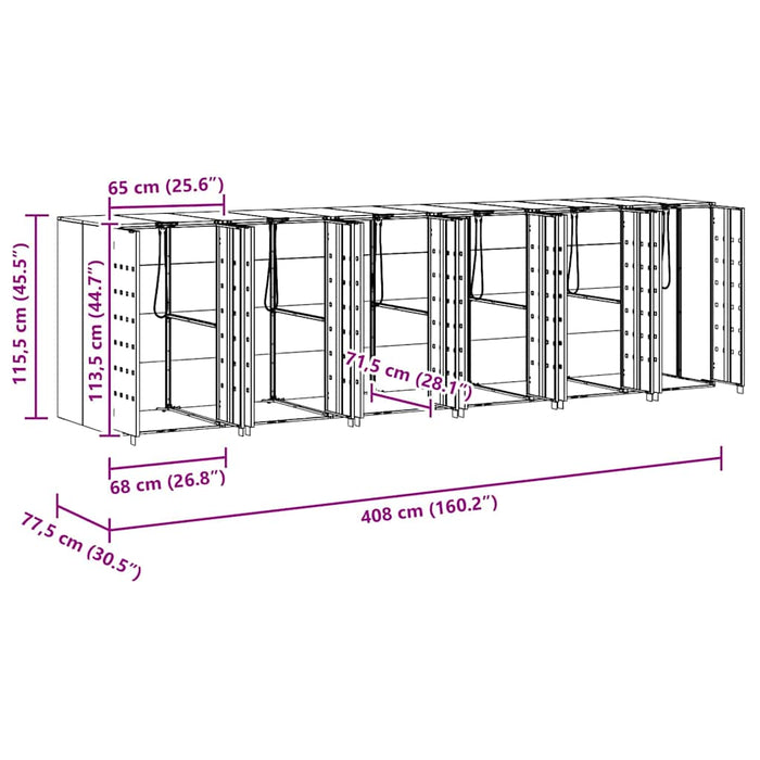 Depozitare pentru 3 pubele Wheelie 340 x 77.5 x 115.5 cm - WALTI WALTI