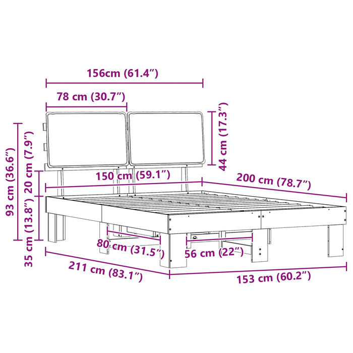 Cadru de pat cu tăblie tapițată cu headboard Negru 150 x 200 cm - WALTI WALTI
