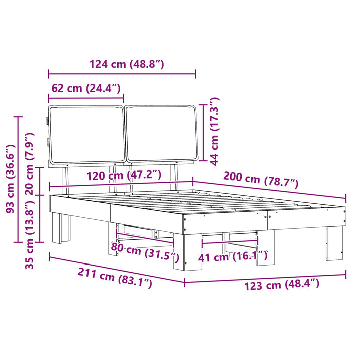 Cadru de pat cu tăblie tapițată cu headboard Negru 120 x 200 cm - WALTI WALTI