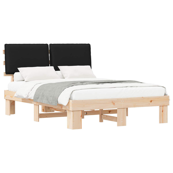 Cadru de pat cu tăblie tapițată cu headboard Negru 135 x 190 cm - WALTI WALTI