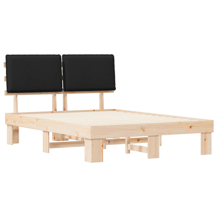 Cadru de pat cu tăblie tapițată cu headboard Negru 135 x 190 cm - WALTI WALTI
