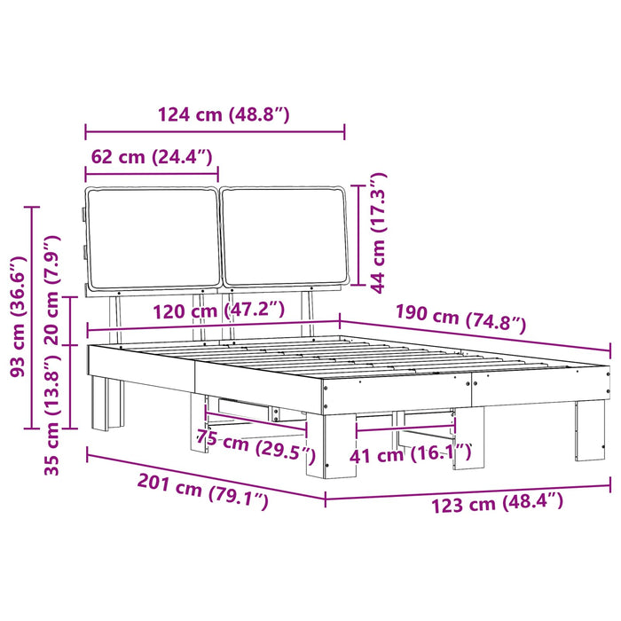 Cadru de pat cu tăblie tapițată cu headboard Negru 120 x 190 cm - WALTI WALTI
