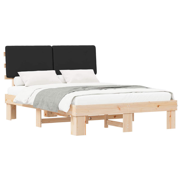 Cadru de pat cu tăblie tapițată cu headboard Negru 140 x 190 cm - WALTI WALTI