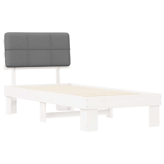Cadru de pat cu tăblie tapițată Alb și gri deschis 75 x 190 cm - WALTI WALTI